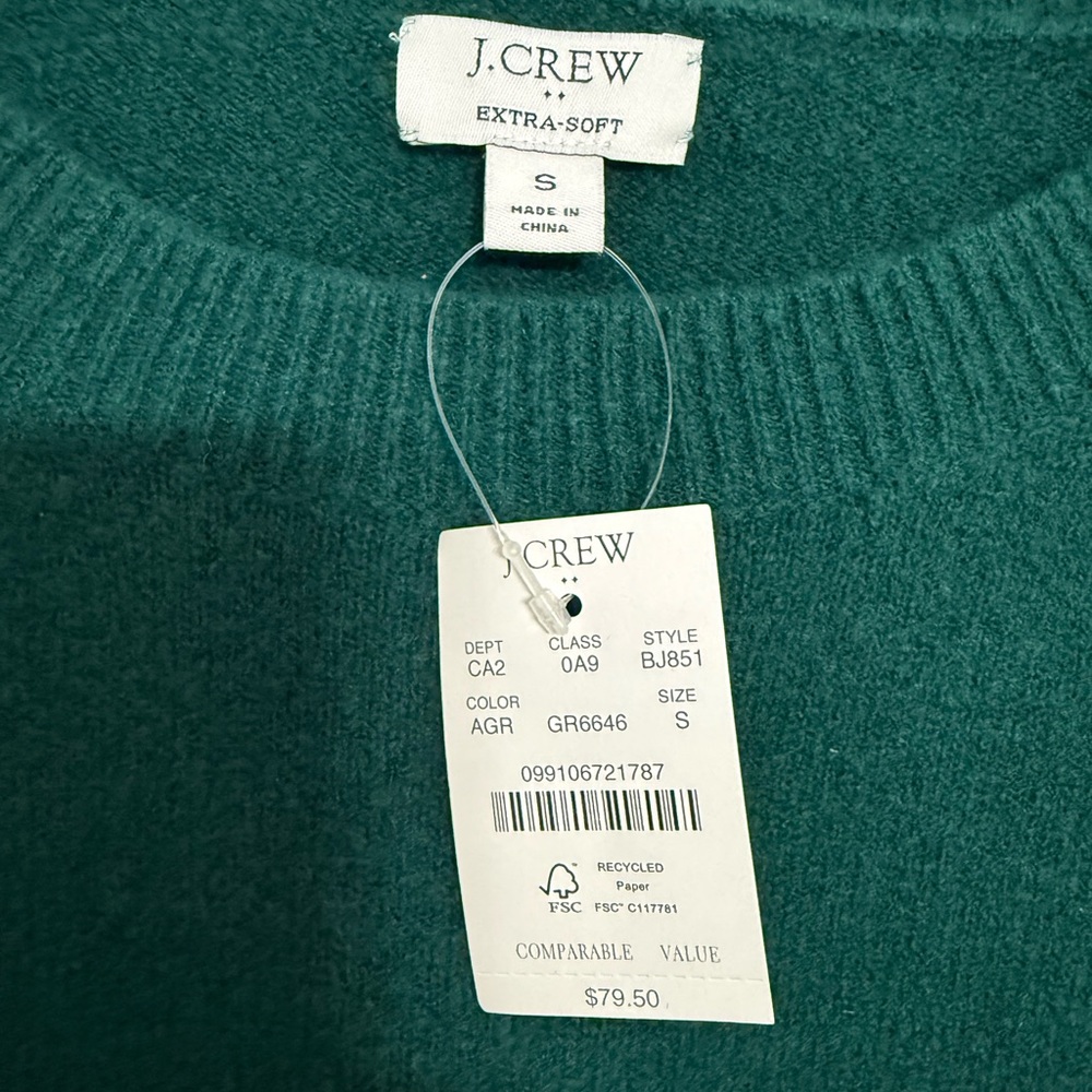 NWT J. Crew Women's Emerald Crew Neck Sweater - Picture 2 of 3